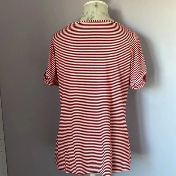 Rebecca G red striped shirt sleeve shirt with print size large - Picture 8 of 14